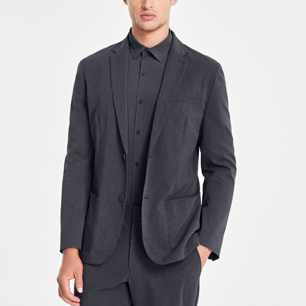 Alfani Men's Blazer XXL Deep Black Textured Classic Fit Sport Coat